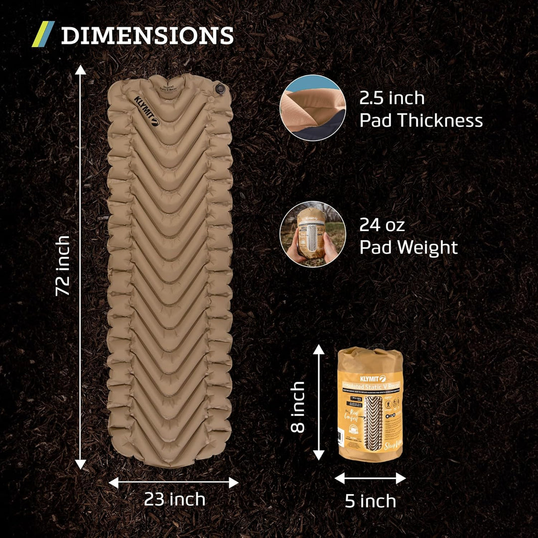 Klymit Statische V Aufblasbare Outdoor Campingmatte Luftmatratze Isoliert isolierung isomatte Coyote