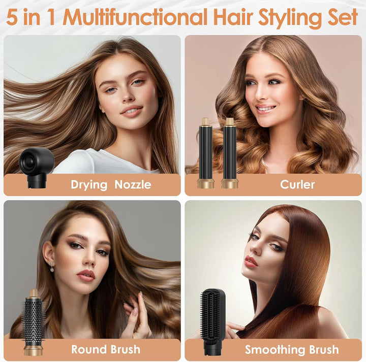 5-in-1 Heissluftstyler Set, Heissluftstyler mit Automatischem Lockenstab & Föhn, Automatischer Airst