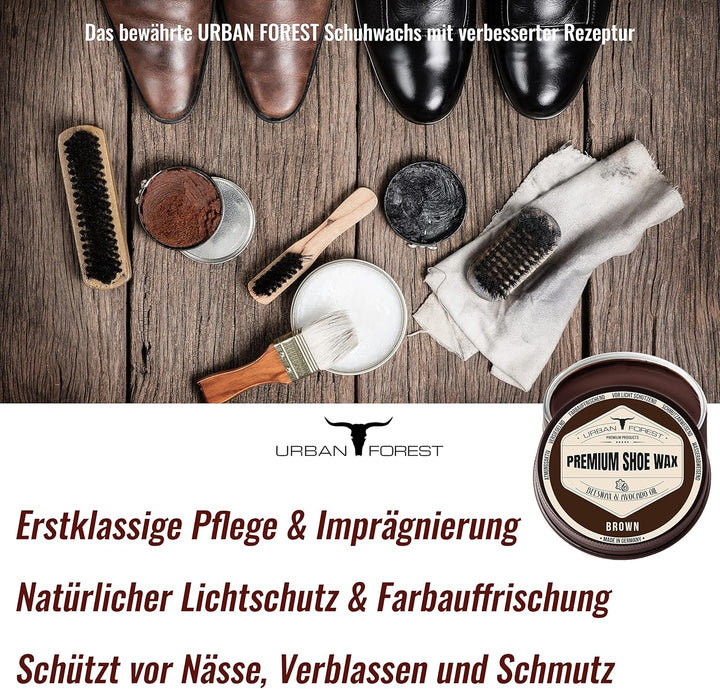 URBAN FOREST SPARSET Schuh Reiniger + Schuhwachs Braun | Professionelle Schuh-Reinigung & Schuh-Pfle