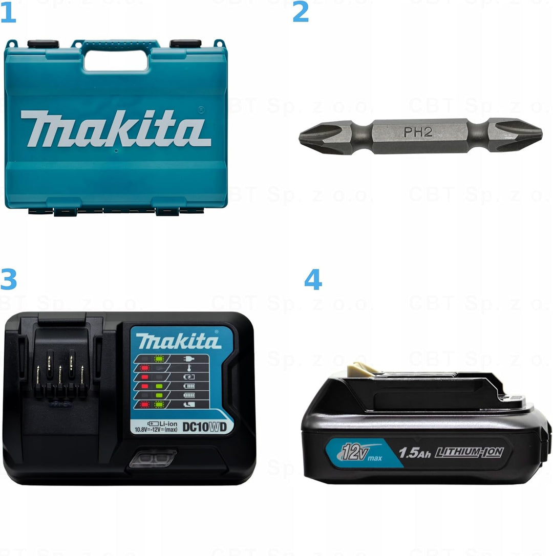 Makita 12V Schraubendreher DF333DWY mit variabler Geschwindigkeit und ergonomischem Design