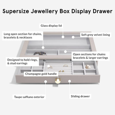 Stackers Taupe Supersize Jewellery Box Display Drawer, Taupe