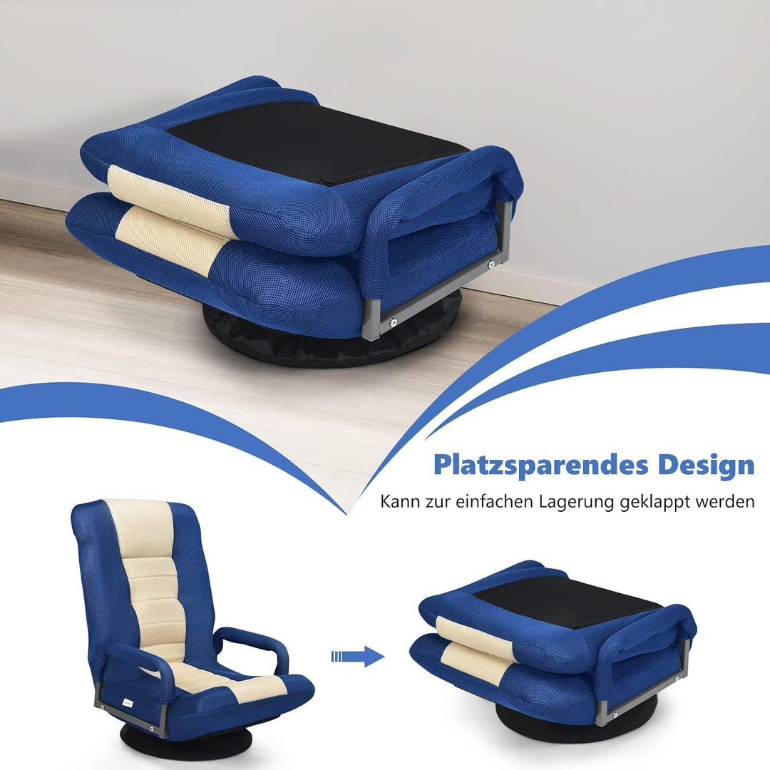 RELAX4LIFE Bodenstuhl Klappbar, Bodensessel mit 7-Fach Verstellbarer Rückenlehne &amp; 360° drehbarem So
