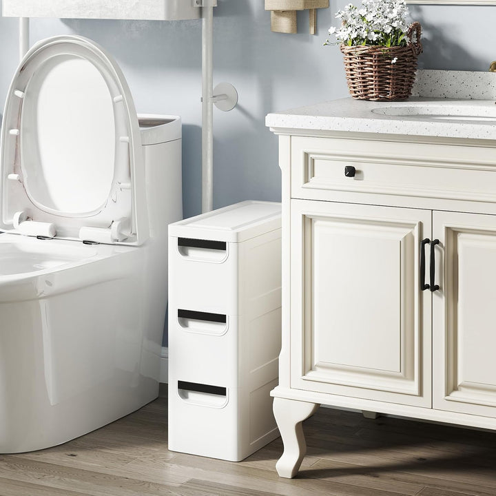 Schmaler Badezimmerschrank auf Rollen, Schmaler Badezimmerschrank mit 3/4/5 Schubladen, Mobiler Schu