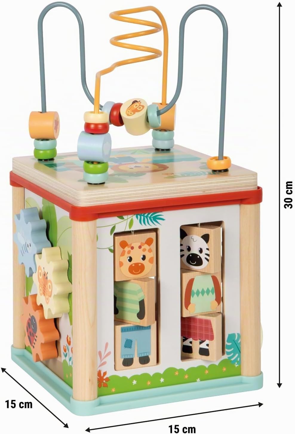 small Foot Motorikwürfel „Jungle Friends“ aus FSC® 100%-zertifiziertem Holz, platzsparender Aktivitä
