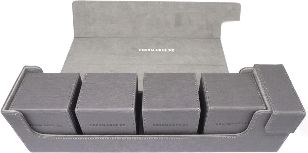docsmagic.de Premium Magnetic Tray Long Box Silver Large + 4 Flip Boxes - Silber Large + 4 Flip Boxe