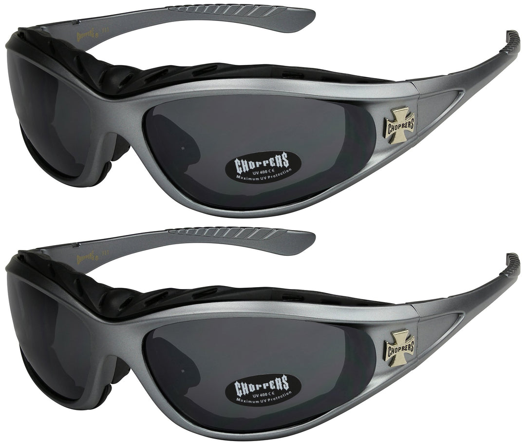2er Pack Choppers 911 Sonnenbrillen Motorradbrille Sportbrille Radbrille mit Polsterung in den Farbe