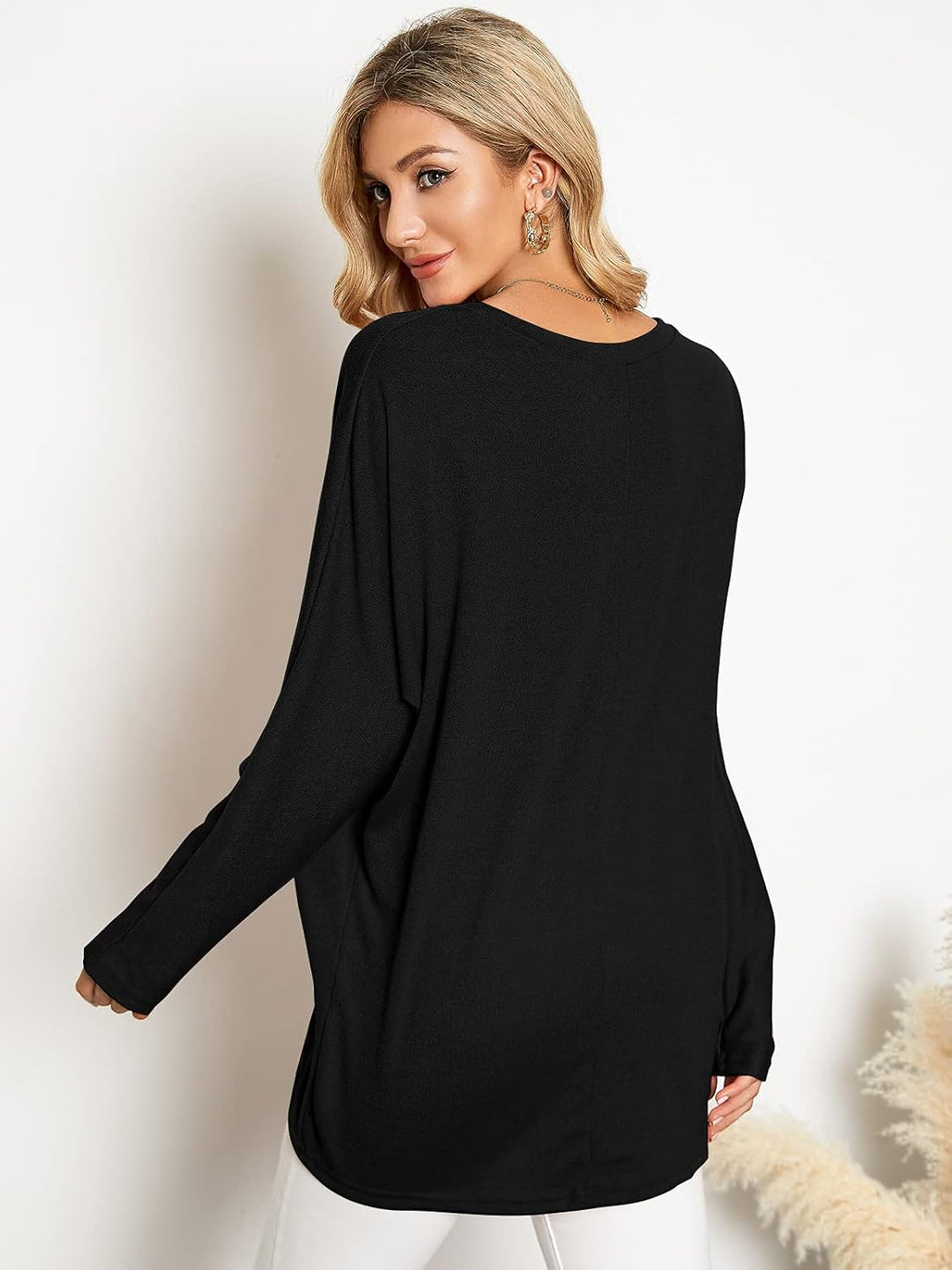 ZANZEA Damen Lose Asymmetrisch Jumper Sweatshirt Pullover Bluse Oberteile Oversize Tops S Schwarz, S