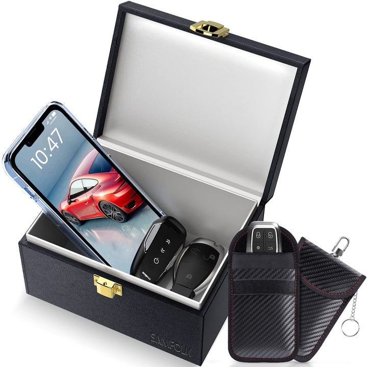 Samfolk Keyless Go Schutz Autoschlüssel Box, Faraday Box und Bags 2 Stück, Keyless Go Schutz Autosch