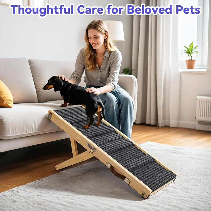 2025 Upgraded Hund Rampe für Couch, Faltbare Hölzerne Kleine Hund Rampe für Bett, 4 Einstellbare Höh