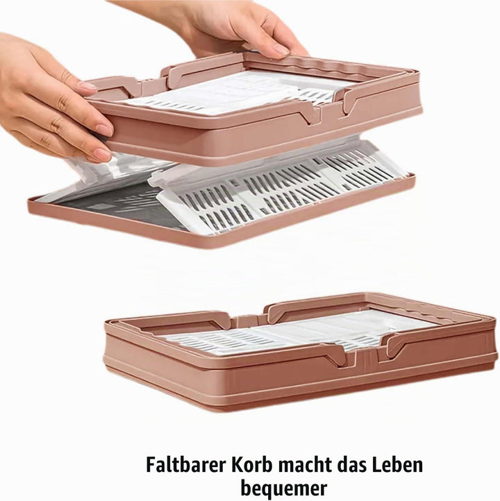 2 Stück Korb,Faltbarer klappbox klein,Camping Klappbox Plastik mit Henkel,Einkaufskorb Faltbar,Einka