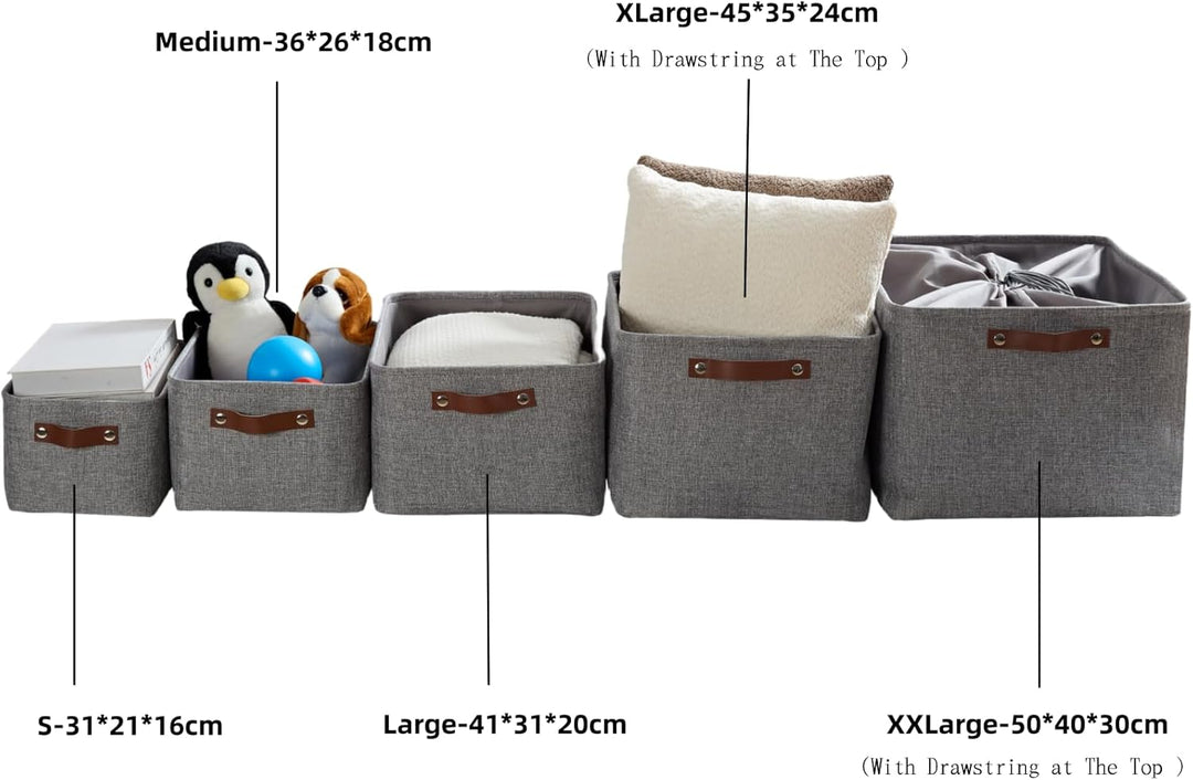 Mangata Faltbare Aufbewahrungsbox aus Leinen Verdickte Korb aufbewahrung mit Tunnelzug schliessung (