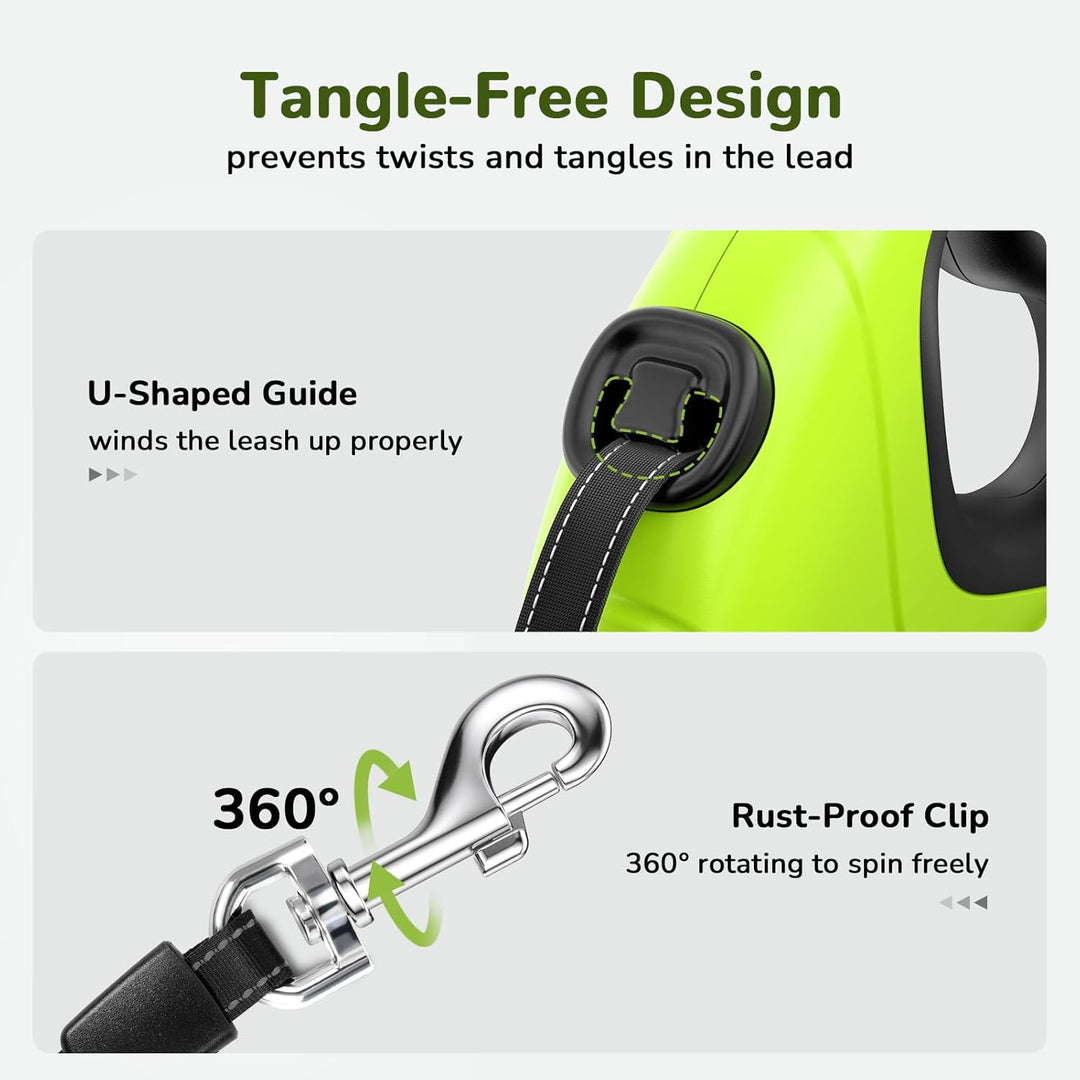 Pecute Hundeleine 8m, Rollleine für Hunde, EIN-Knopf-Steuerung & Verwicklungsfrei, Robuste Nylonlein