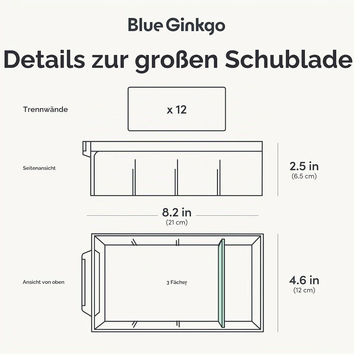 BLUE GINKGO Grosser Aufbewahrungsschrank mit 12 Schubladen – stapelbare Perlen- und Bastelaufbewahru