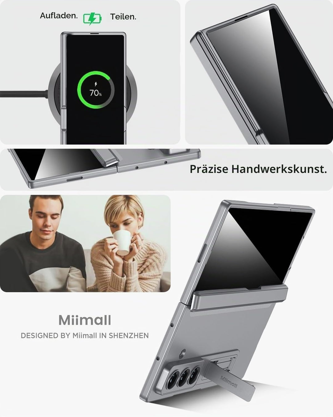 Miimall Kompatibel mit Samsung Galaxy Z Fold 7 Hülle mit Displayschutz Anti-SPY, [Magnetischer Schar