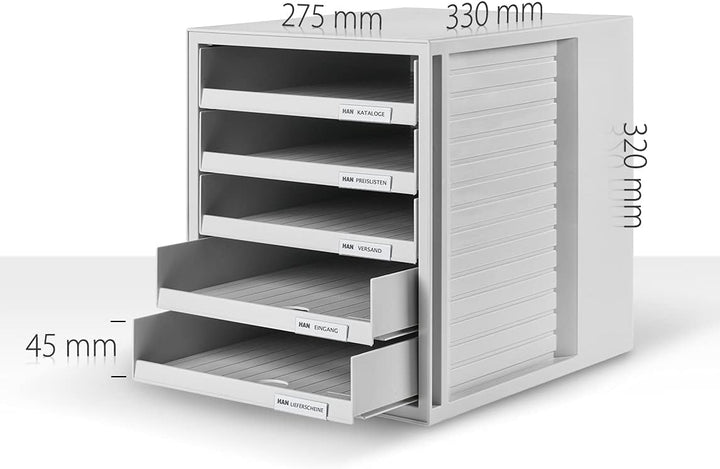 HAN Schubladenbox SCHRANK-SET KARMA mind. 80% Recycling-Kunststoff mit 5 offenen Schubladen für Unte