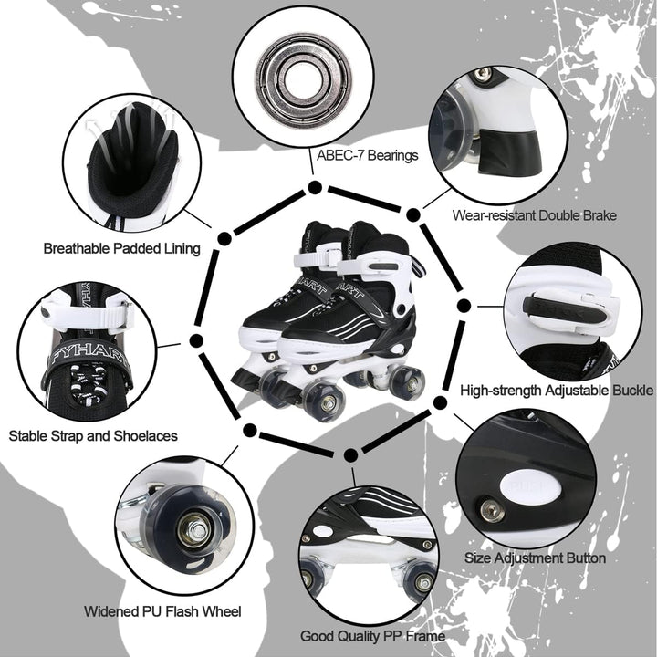 Rollschuhe für Jungen Verstellbare Kinder-Rollschuhe mit leuchtenden Rädern, lustig Leuchtend für Ju