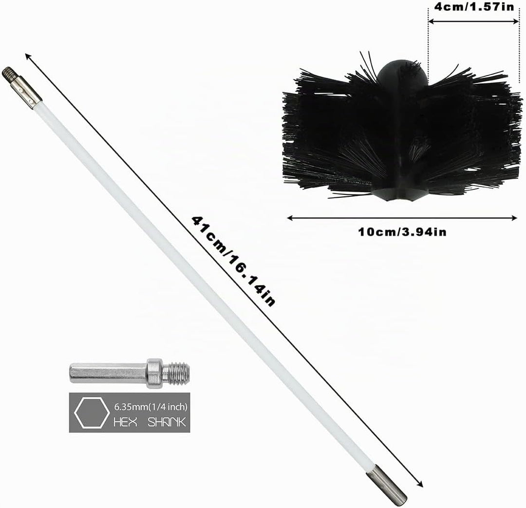 Kaminbürste Stange Set, Ofenrohrbürste Reinigungsset enthält 9 flexible Stangen, 1 Bürstenkopf und 1