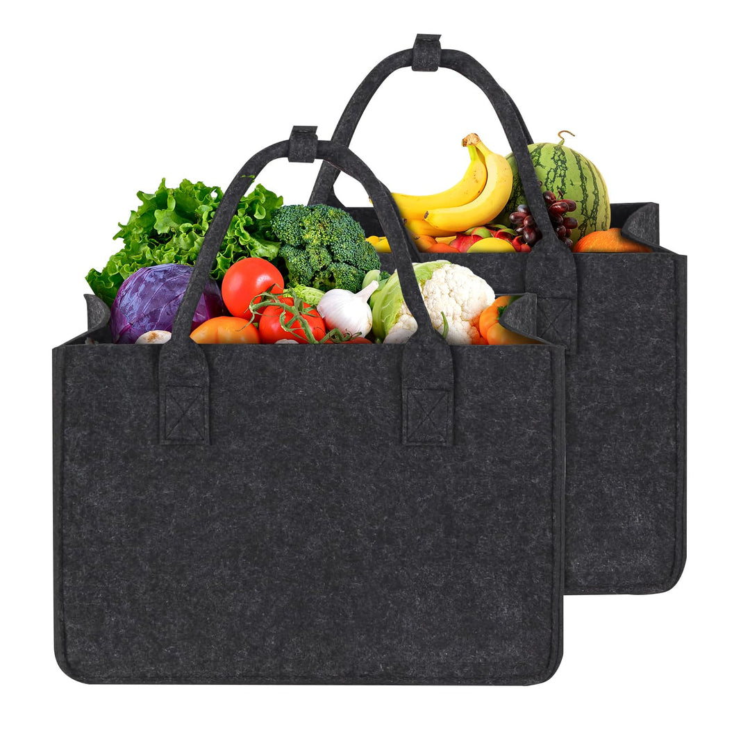Leerweii 2 Stück 30L Filztasche Einkaufstasche, 40x27x27 cm Filztaschen Shopper mit Innentasche Eink