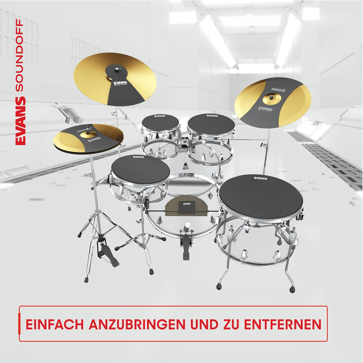 Evans Soundoff Drum Mute Pads – Komplettes Schlagzeug-Pad-Set – Schlagzeug-Dämpfer-Set – 3 Becken, 4