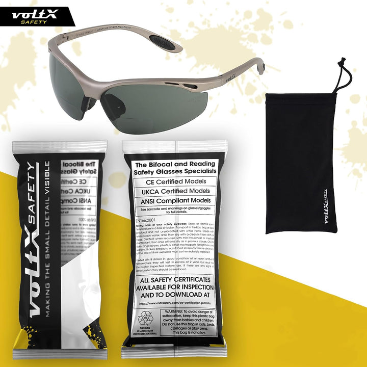 voltX ‘CONSTRUCTOR’ POLARISIERT Bifokale Lesen Schutzbrille, (+3.0 Dioptrie) EN166F zertifiziert/Spo