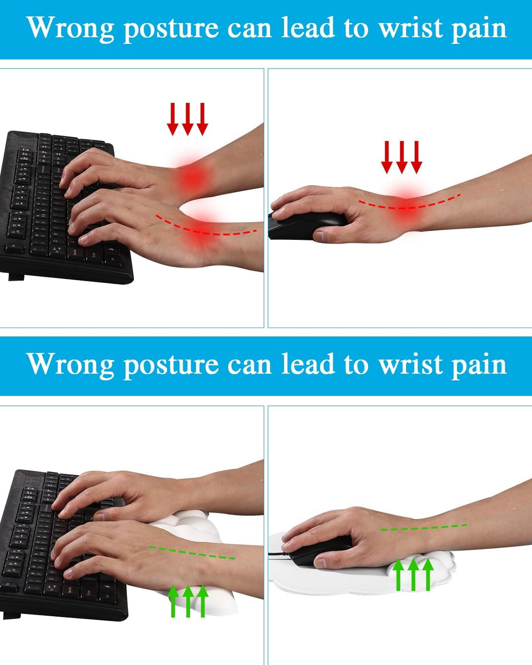 Wolke Handballenauflage Tastatur, Ergonomisch Wolke Mousepad Handgelenkstütze, mit Memory-Schaum, Ni