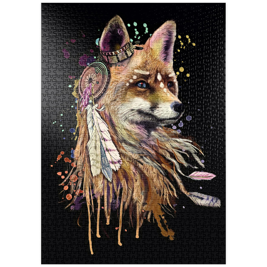 Fuchs mit einem Totem - Premium 1000 Teile Puzzle - MyPuzzle Sonderkollektion von Puzzle Galaxy, 100