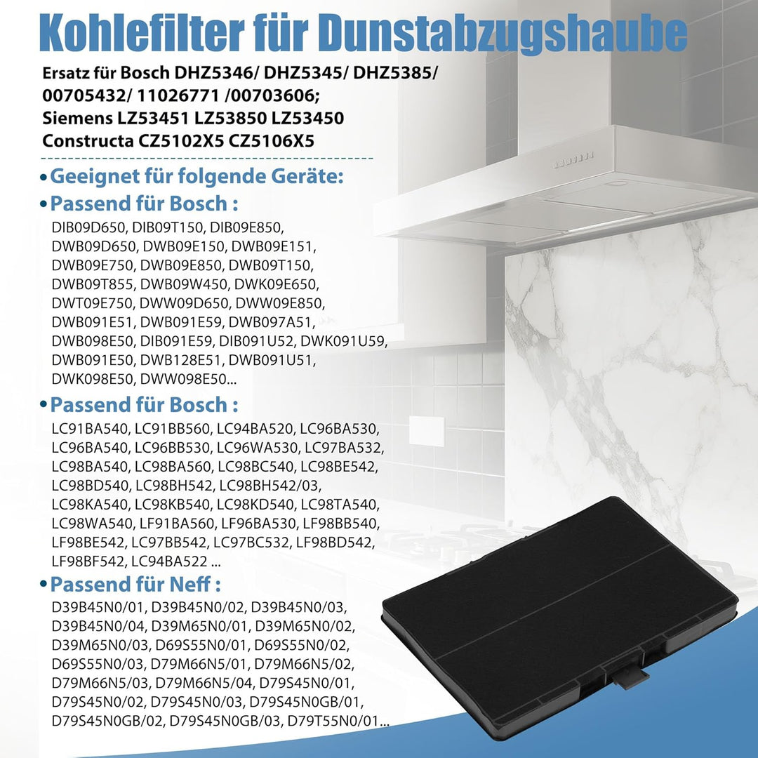 Aktivkohlefilter für Bosch DHZ5346 / DHZ5345 / 00705432/11026771 Siemens LZ53451 / LZ53450 und Neff