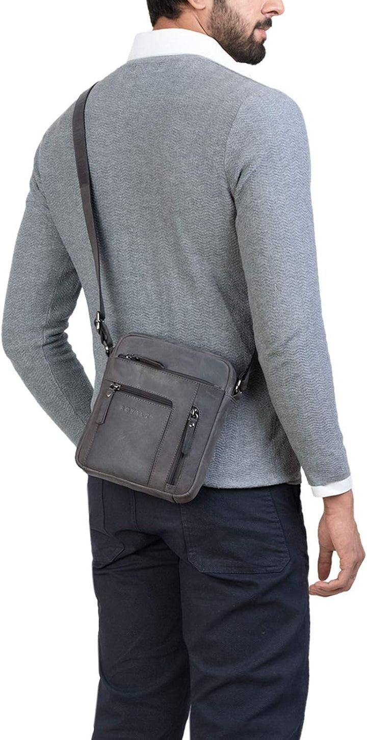 ROYALZ 'Dallas' Kleine Umhängetasche Herren Leder Vintage Look Echtleder Männer Ledertasche Mini Sch
