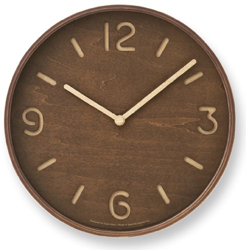 Lemnos Wanduhr Thomson Braun/Wanduhr Holz aus Japan/Designer Wanduhr ohne Tickgeräusche/Wanduhr mode