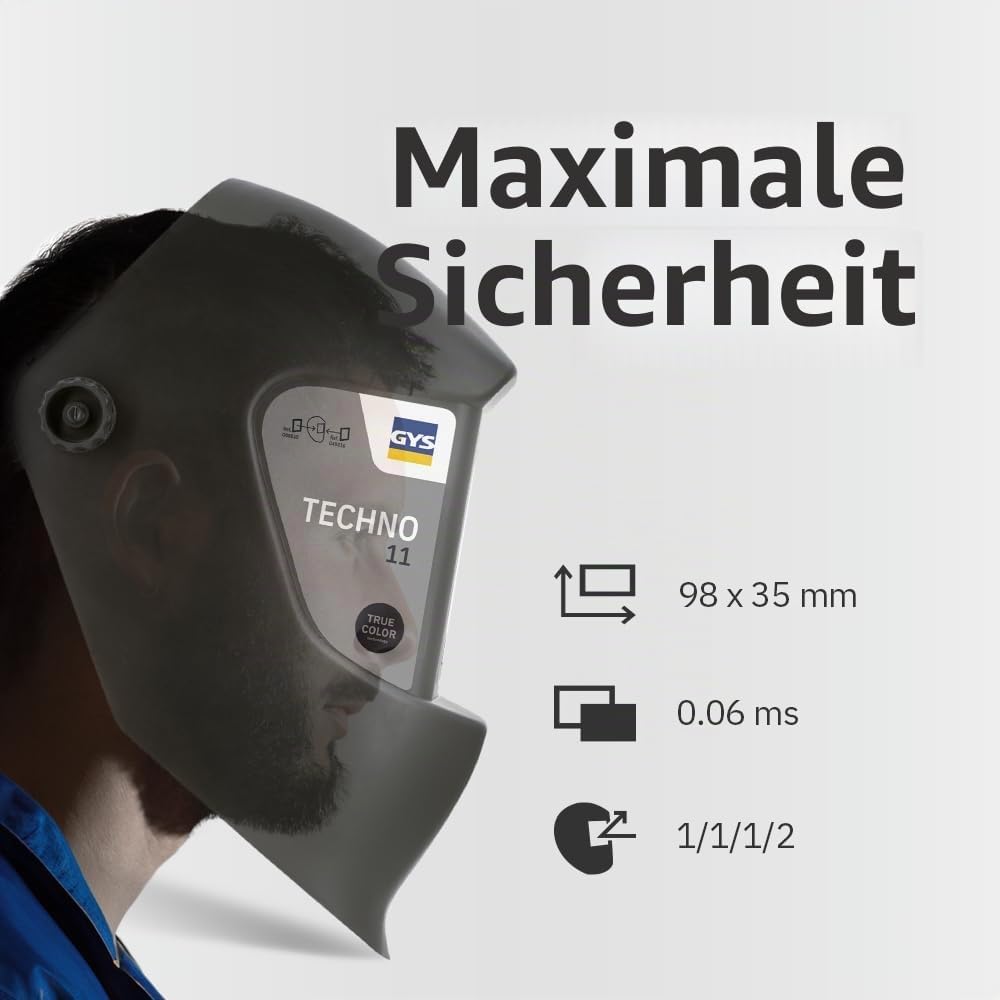 GYS Schweisshelm LCD Techno 11 True Color 064997 Schweisserschutzhelm Schwarz