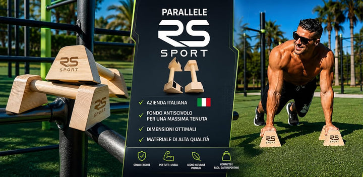 RS SPORT Calisthenics, Parallele aus Holz, niedrige Paralletten, Paralleline, Calisthenics, Push Up