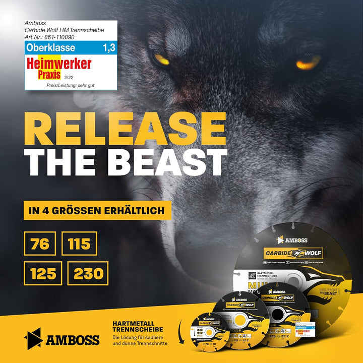 Amboss Carbide Wolf Ø 230mm - Multi Hartmetall Trennscheibe für Winkelschleifer (Flex,Bosch uva) - H