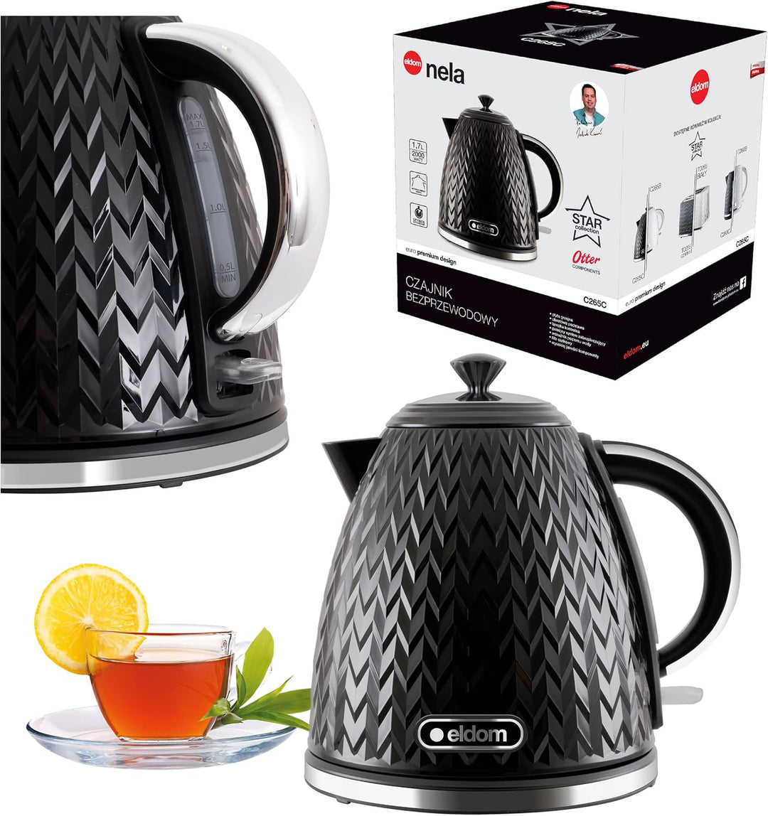eldom C265C Wasserkocher | 1,7 Liter | Teekocher 2000W Leistung | Klassisches Retro Design Teekessel