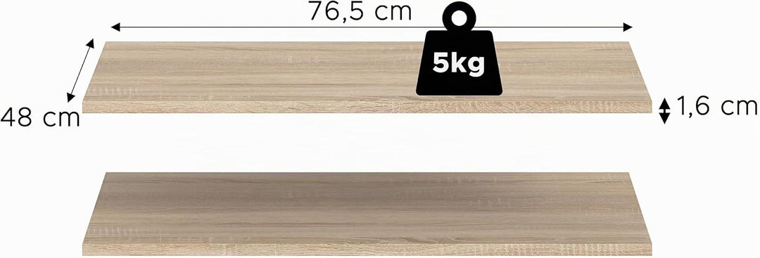 xonox.home – Schrank-Zubehör Einlegeboden-Set Kopenhagen 2X 77x48 cm in Sonoma Eiche – 2er Pack Fach