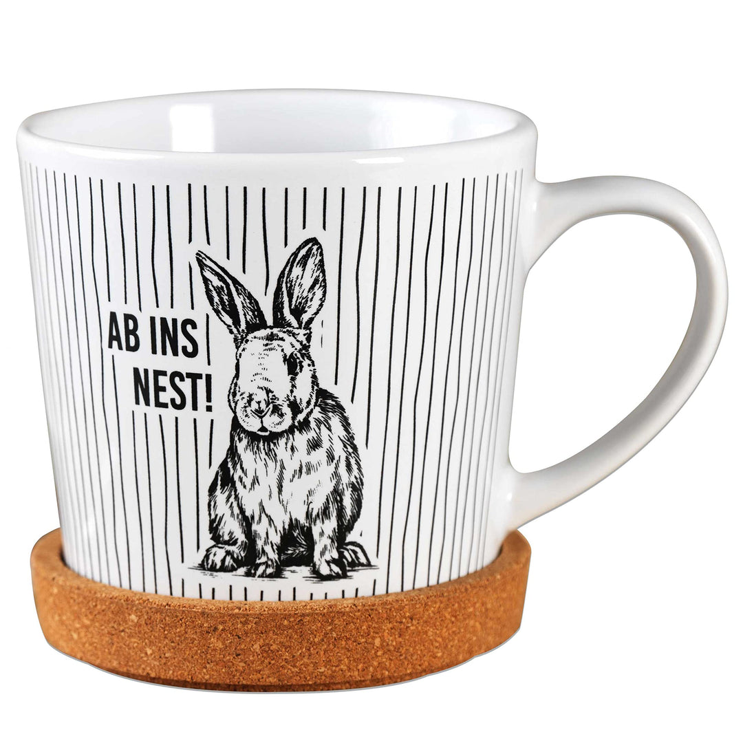 Papierdrachen Hochwertige Tasse aus Keramik mit passendem Kork Untersetzer - Tischdeko - Kaffeetisch