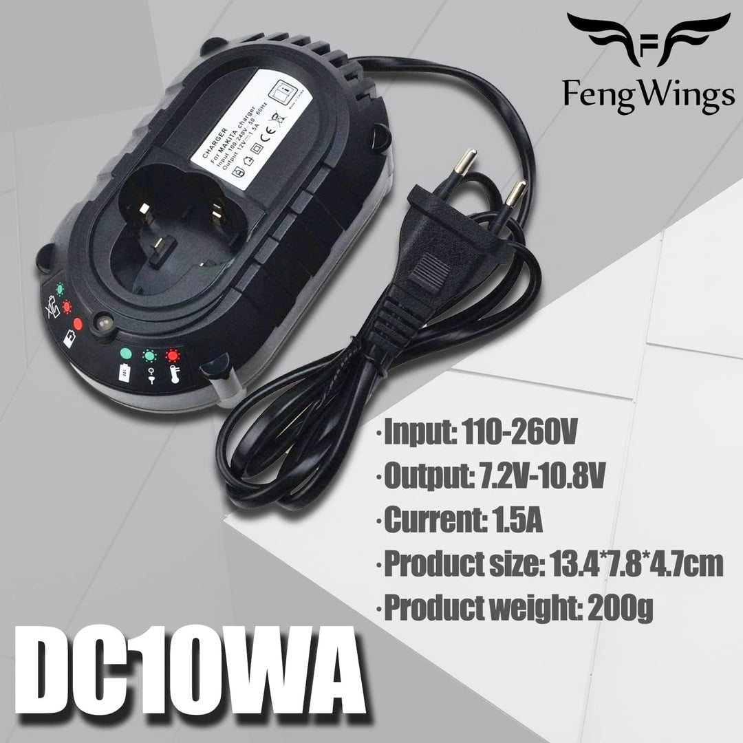 FengWings® BL1013 10.8V 1.5Ah Ersetzen für Makita, mit 10.8V DC10WA Ladegerät Kompatibel mit Makita