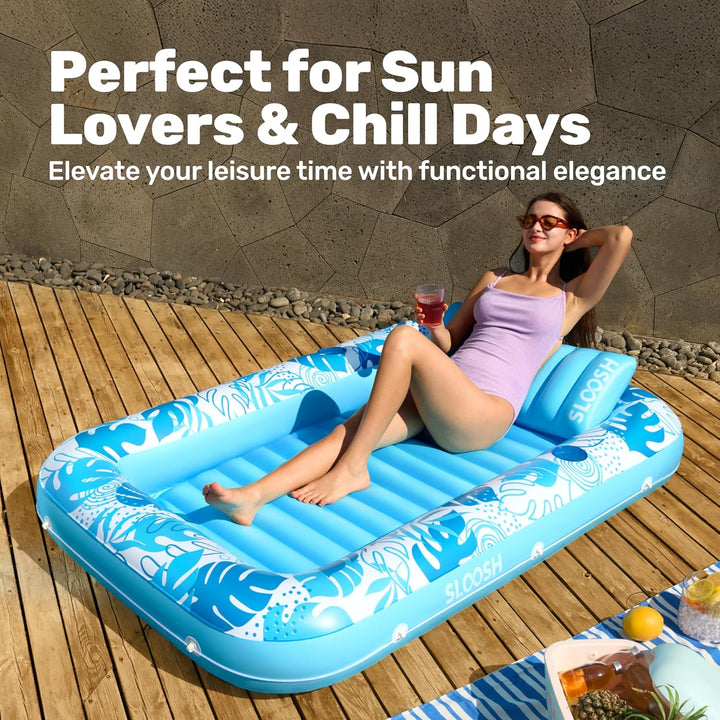SLOOSH Aufblasbare Tanning Pool, 70" x 46"/ 85" x 57" Grosse aufblasbarer Luftmatratze für Erwachsen