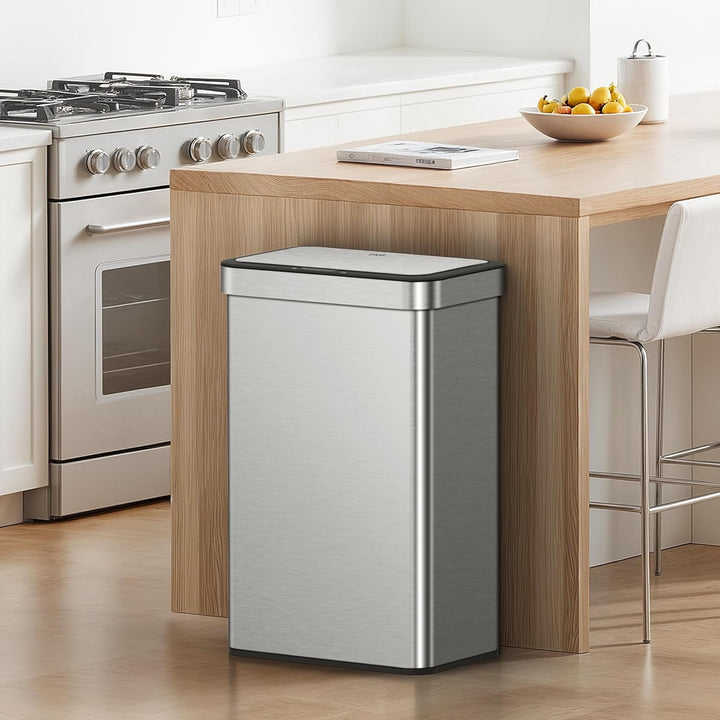 EKO NOVA Mülleimer mit Sensor, Automatischer Mülleimer 2 Fächer 2 x 30L, Abfalleimer Küche, Edelstah
