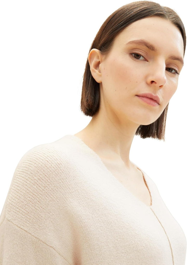 TOM TAILOR Damen Pullover, XXL 28596 - Soft Beige Melange