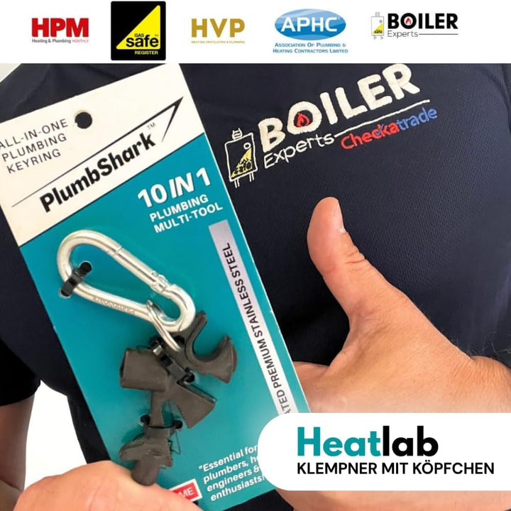 Grehge 1 Plumbing & Heating Keyring Multitool - #10 Essential Plumbers Tools Including Radiator Key,