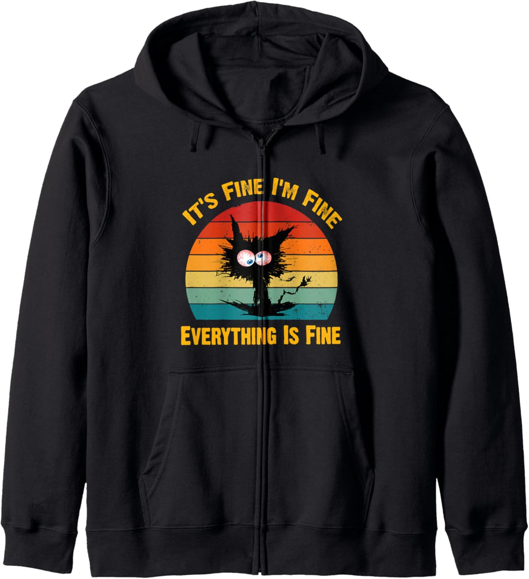 It's Fine I'm Fine Everything Is Fine Shirt Lustige schwarze Katze Kapuzenjacke