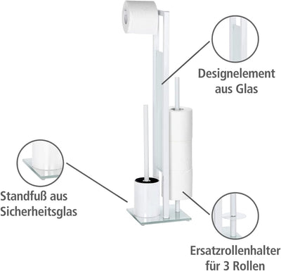 WENKO Stand WC-Garnitur Rivalta, mit Toilettenpapierhalter und WC-Bürstenhalter, lackierter Stahl, 2