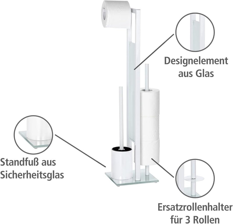 WENKO Stand WC-Garnitur Rivalta, mit Toilettenpapierhalter und WC-Bürstenhalter, lackierter Stahl, 2