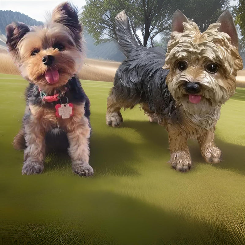 WANLIAN Yorkshire Terrier Statue,handbemalte Figur geeignet für den Innen,und Aussenbereich,frostbes