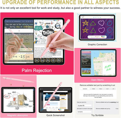 iPad Pencil 1. Generation 20 Min Schnellladung【Type-C】, Magnetisch iPad Stift mit Handfläche Ablehnu