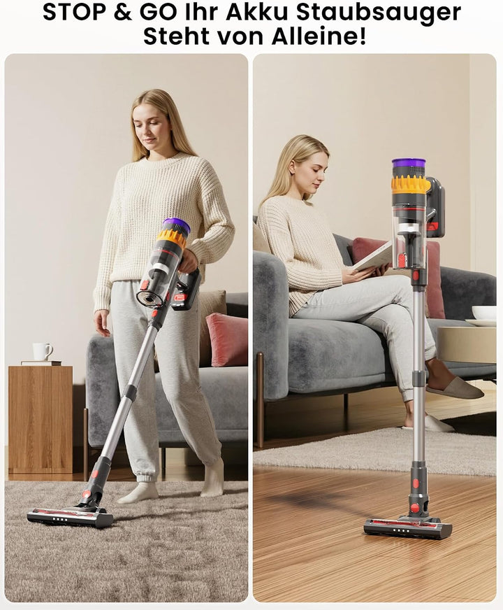 Akku Staubsauger Kabellos 40KPa/450W/42Min für Tierhaare/Teppiche/Hartböden | Akku Staubsauger Kabel
