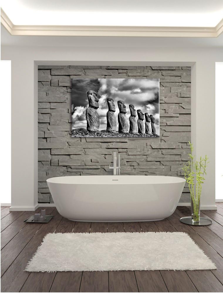 Pixxprint Moai Statuen auf den Osterinseln als Leinwandbild/Grösse: 100x70 cm/Wandbild/Kunstdruck/fe