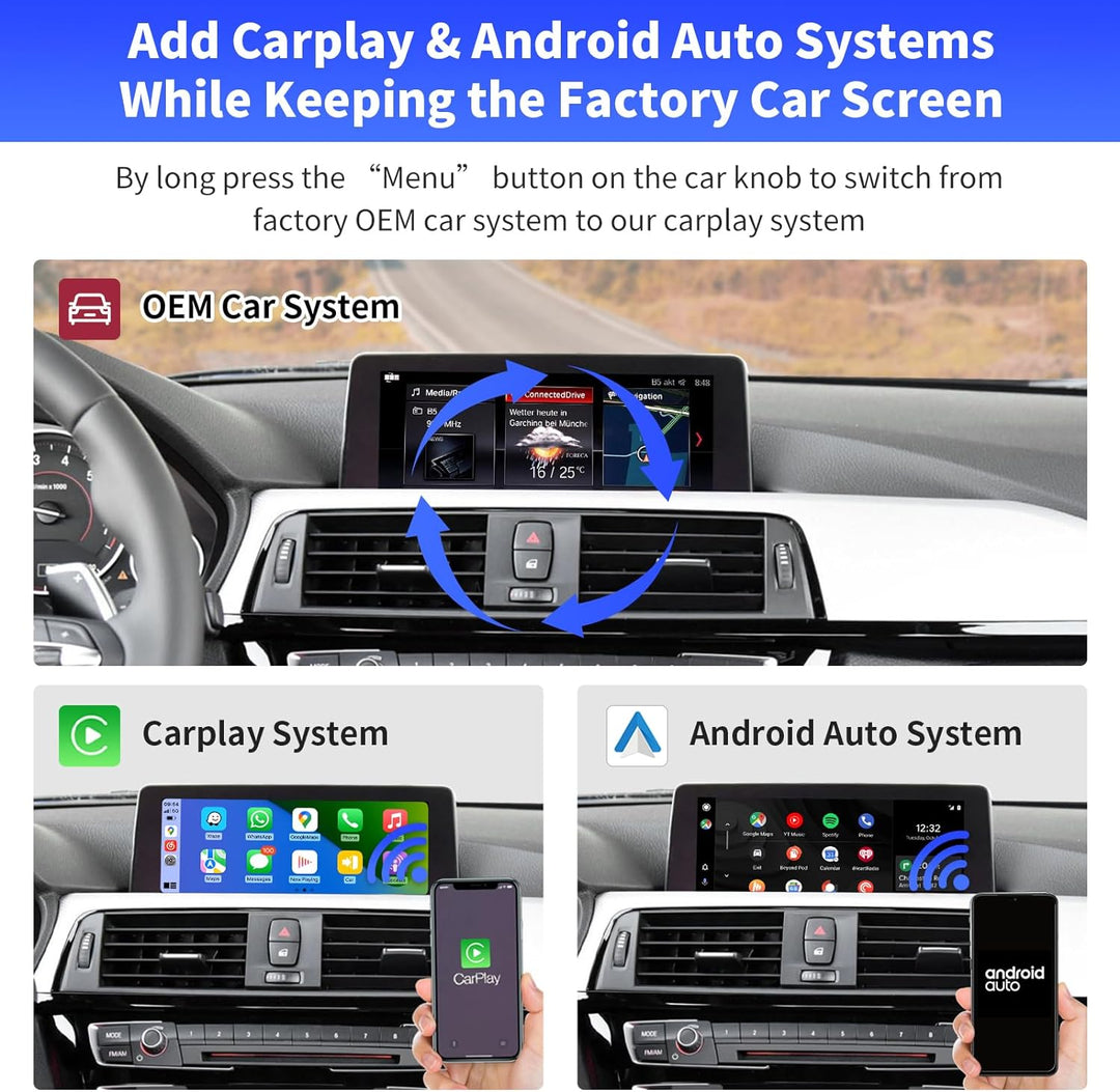 Road Top Wireless Carplay Android Auto für BMW 1 2 3 4 5 6 7 M3 M4 M5 X1 X2 X3 X4 X5 X6 2017-2020 Ja