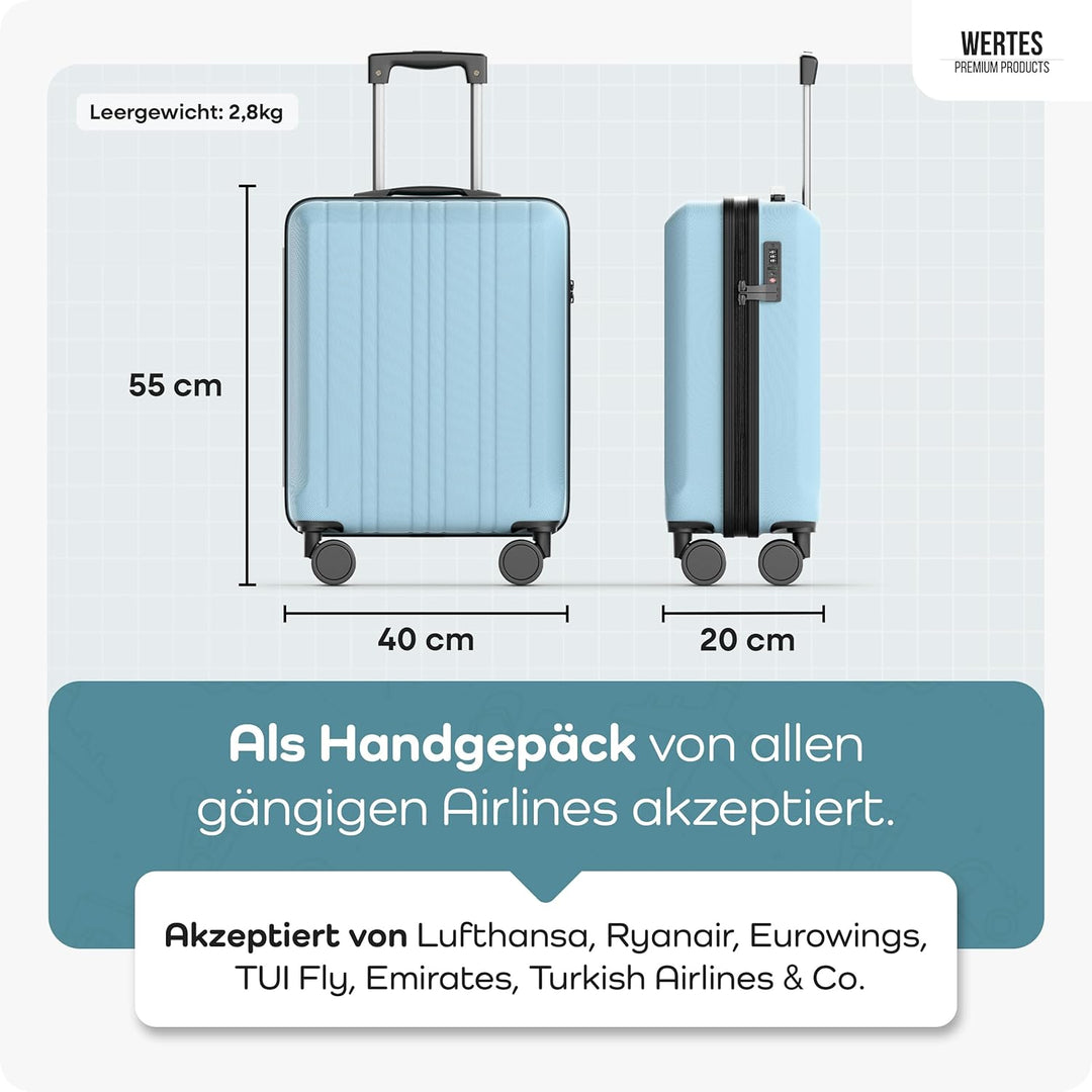 Handgepäck Koffer 55x40x20cm - 36L - TSA Schloss - Kabinenkoffer mit Dopperollen, Reisekoffer, Handg