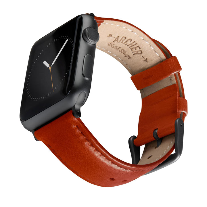 Archer Watch Straps - Uhrenarmbänder aus Hochwertigem Genarbtem Leder für Apple Watch Cognac 44/45/4